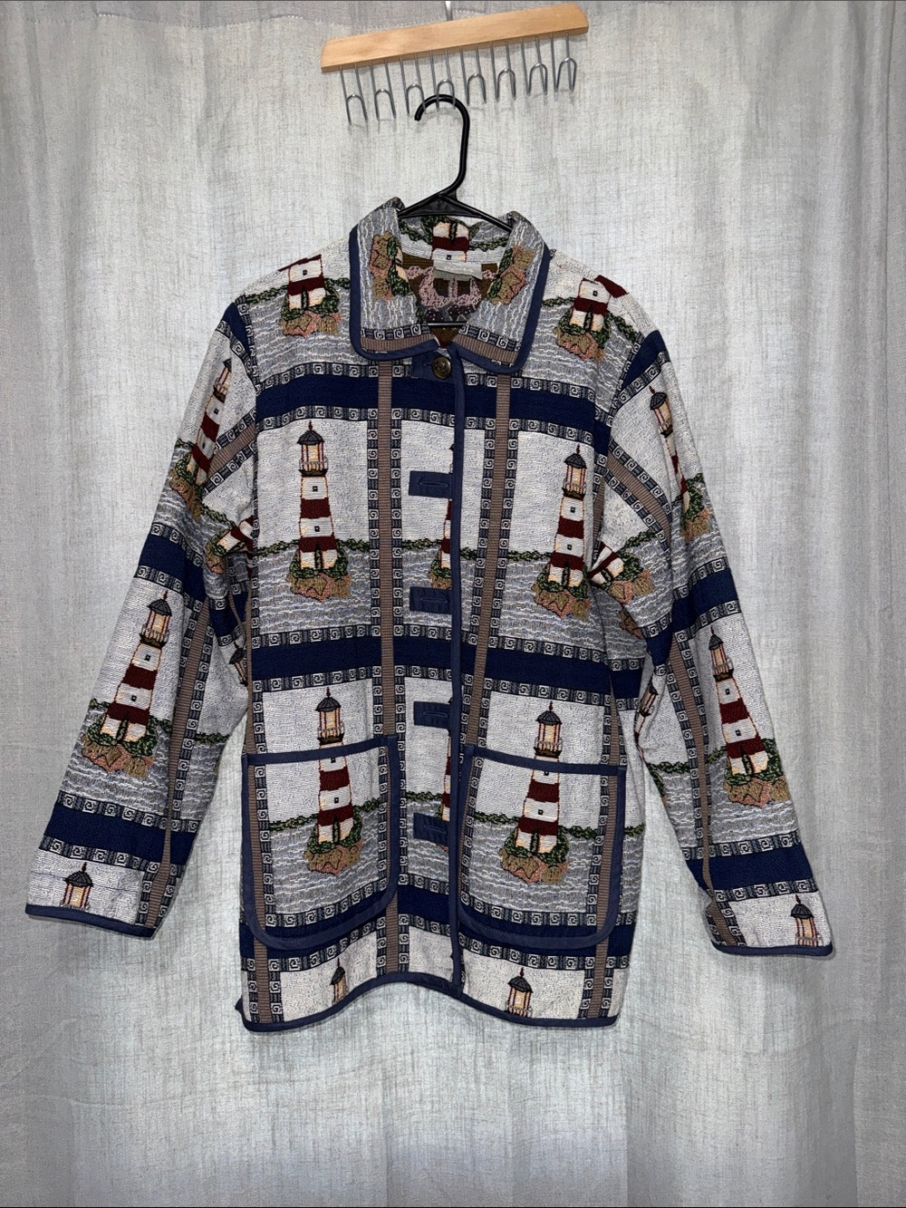 Vintage 1990s Blair Lighthouse Tapestry Jacket